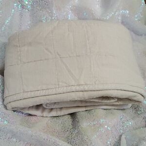 Casaluna King Quilted Sham Heavyweight Rayon Linen Snowfall White / Natural